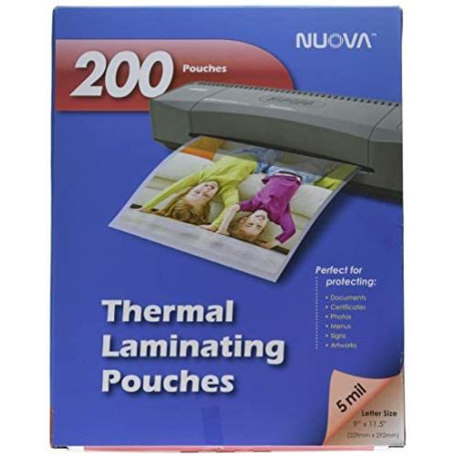 Nuova 200-Pack, 5 Mil Thermal Laminating Pouches 9 x 11.5 Inches, Letter Size (LP205H)