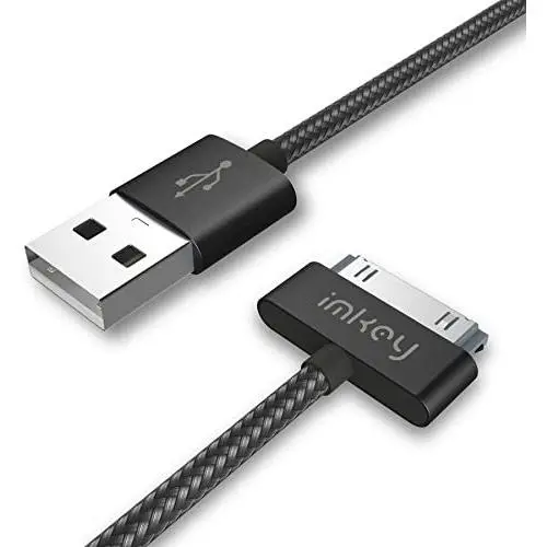 IMKEY Apple Certified 6.5 Feet 30-Pin to USB Sync and Charging Cable for iPhone 4/ 4S, iPhone 3G/ 3GS, Ipad 1/2/ 3, iPod - (Black)