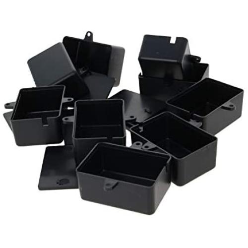 Fielect 9Pcs Dustproof Electronic Junction Box Plastic Enclosure Project Box with Ear For Electronic Projects ABS Black 2.01'' x 1.38'' x 0.91''
