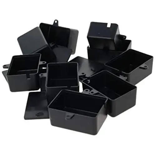 Fielect 9Pcs Dustproof Electronic Junction Box Plastic Enclosure Project Box with Ear For Electronic Projects ABS Black 2.01'' x 1.38'' x 0.91''