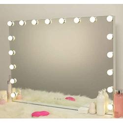 AMST Vanity Mirror with lights, Hollywood LED Makeup Mirror with Touch Screen Switch, 3 Color Changing Light & USB Port, Large Cosmetic Mirror, 18 Dimmable Bulbs, L31.5 X H23.62 Inch