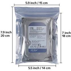 HRX Package 100pcs Premium Anti-Static Resealable Bags, 5.9 X 7.9 inches Plastic Static Free Bag for Motherboard SSD HDD Computer Electronic Components