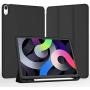 iMieet iPad Air 4th Generation Case 2020, iPad 10.9 Inch Case 2020 with Pencil Holder [Support Touch ID and iPad 2nd Pencil Charging/Pair], Trifold Stand Smart Case with Soft TPU Back (Black)
