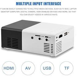 Vbestlife Mini Projector,Portable 1080P 600lm 4 : 3 LED Projector Home Cinema Theater Movie Support Laptop PC Smartphone HDMI Input,Great Gift Pocket Projector for Party Camping (Black&White)