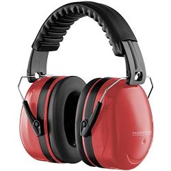 Ear Defenders Adult - Foldable Hearing Protection Ear Muffs Noise Cancelling - Perfect for DIYm Working, Shooting, Gardening - Adjustable Headband for Adults Men Women - 2 Years Warranty - Red