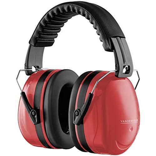 Ear Defenders Adult - Foldable Hearing Protection Ear Muffs Noise Cancelling - Perfect for DIYm Working, Shooting, Gardening - Adjustable Headband for Adults Men Women - 2 Years Warranty - Red