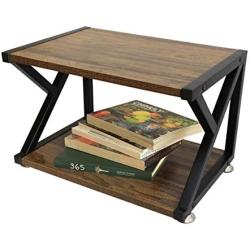 Wood Printer Stand, Multipurpose Storage Shelf for Home, Office, Printer Desk with 4 Cushion, 2 Tier (Mod)