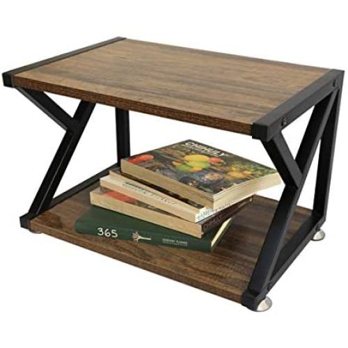 Wood Printer Stand, Multipurpose Storage Shelf for Home, Office, Printer Desk with 4 Cushion, 2 Tier (Mod)
