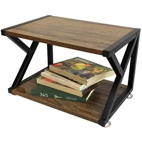 Wood Printer Stand, Multipurpose Storage Shelf for Home, Office, Printer Desk with 4 Cushion, 2 Tier (Mod)