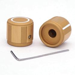 Taiss/ 2pcs Golden color Aluminum Rotary Electronic Control Potentiometer Knob For 6 mm Diameter Shaft, Volume Control Knob, Audio knob, Guitar Knob，Switch Knob, 19mm dia. x 17mm height Knob-1