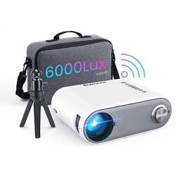 Mini Projector for iPhone, VicTsing Outdoor Portable Projector WiFi Projector 6000L, HD 1080P Supported Video Projector Home Movie Projector Compatible with Type C/AV/USB/HDMI/VGA/PS4 [Bag Tripod ]