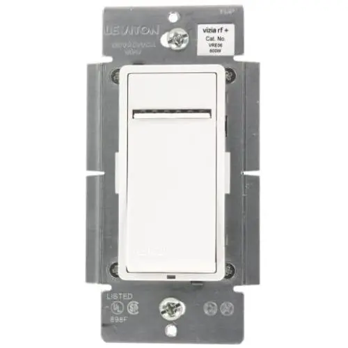 Leviton VRE06-1LZ Vizia RF + 600W Electronic Low Voltage Scene Capable Dimmer, White/Ivory/Light Almond, Works with Alexa