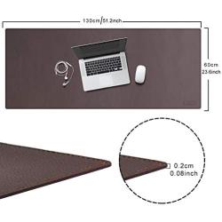 Cacoy 51.2''x23.6'' Desk Pad, Dual-Side Use Mouse Mat, Waterproof PU Leather Desk Blotter Protector Mouse Pad, Multifunctional Desk Writing Mat for Office,Game, Laptop, Home (Brown)