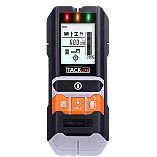 TACKLIFE Stud Finder, 5 in 1 Multi-Functional Center Finding Wall Scanner Detector with LCD Display, Sound Warning for Wood Stud/Metal/Live AC Wire/Moisture Detection- DMS05