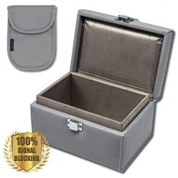 Orbis Global Keyless Car Signal Blocker | Grey Box & Grey Pouch Bundle Set | Anti Theft Faraday Box Cage | Car Security | RFID Faraday Key Fob Protector