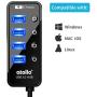 USB 3.0 Hub, atolla 4 Ports Super Speed USB 3 Hub Splitter with On Off Switch with 1 USB Charging Port (Cable Length 2 Feet, No AC Adapter) (4-Port hub)