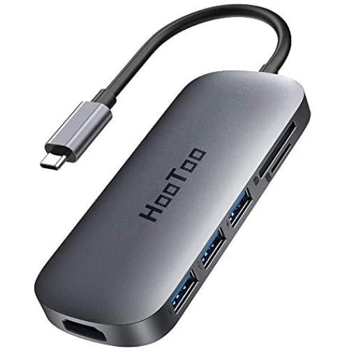 HooToo USB C Hub, 7 in 1 USB C to 4K HDMI Adapter with 100W PD Charging, 3 USB 3.0 Ports, SD/TF Card Readers for MacBook/Pro/Air/IMAC/iPad Pro and Type C Laptops Chromebook