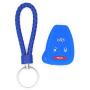 WFMJ 1X Blue Silicone 3 Buttons Remote Key Chain Cover with 1X Blue Keyring for KOBDT04A 2005 2006 2007 Chrysler 300 Aspen Jeep Grand Cherokee Commander Dodge Magnum Dodge Durango Charger