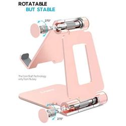 Nulaxy Phone Stand, Fully Foldable, Adjustable Desktop Phone Holder Cradle Dock - Rose Gold