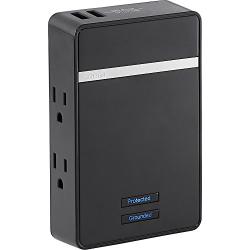Rocketfish - 4-Outlet/2-USB Wall Tap Surge Protector - Black