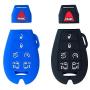 BAR Autotech Remote Key Silicone Rubber Keyless Entry Shell Case Fob and Key Skin Cover fit for Chrysler Town, Country Van, Dodge Grand Caravan, Volkswagen Routan (1 Pair) (Black+Blue)