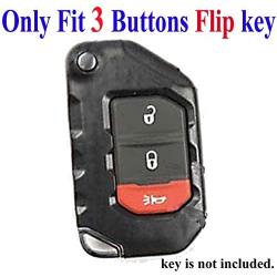 Qty(2) Alegender Black Purple Slilicone 3-Buttons Flip Key Fob Cover Case Holder Remote Skin Protector Fit for 2018 2019 Jeep Wrangler JL