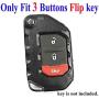 Qty(2) Alegender Black Purple Slilicone 3-Buttons Flip Key Fob Cover Case Holder Remote Skin Protector Fit for 2018 2019 Jeep Wrangler JL