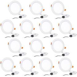 Hyperikon 6 Inch LED Recessed Lighting Slim Downlight, 80 Watt Replacement (14W) Dimmable Halo Lights with Junction Box, Ceiling Wafer Lights, UL Listed, Soft White, 14 Pack