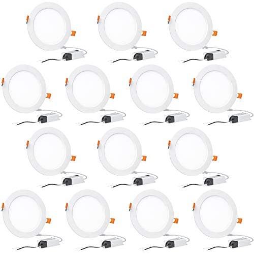 Hyperikon 6 Inch LED Recessed Lighting Slim Downlight, 80 Watt Replacement (14W) Dimmable Halo Lights with Junction Box, Ceiling Wafer Lights, UL Listed, Soft White, 14 Pack