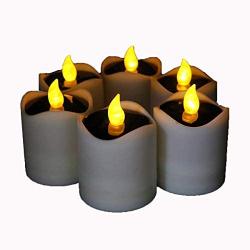 Gedengni Waterproof LED Solar Candles Yellow Flicker Electronic Solar Power LED Lamp Nightlight for Outdoor Camping Emergency Indoor Party Decoration - 6pcs