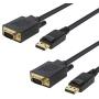 DP to VGA Cable 6ft, [2-Pack] CableCreation DisplayPort to VGA Cable Gold Plated, DP Male to VGA Male Cable, Black