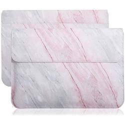 MoKo Laptop Sleeve Case Fits MacBook 12 Inch, Surface 3 10.8, PU Leather Protective Notebook Case Bag with Document Pocket and Built-in Card Slot - Pink Gray Marble