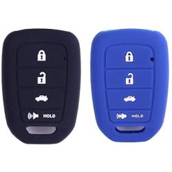 2Pcs XUHANG Sillicone key fob Skin key Cover Remote Case Protector Shell for Honda Accord sports LX Civic HR-V CR-V 4 button black blue