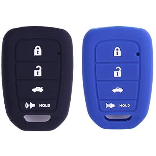 2Pcs XUHANG Sillicone key fob Skin key Cover Remote Case Protector Shell for Honda Accord sports LX Civic HR-V CR-V 4 button black blue