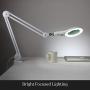 Brightech LightView PRO - Comfortable LED Magnifying Glass Desk Lamp for Close Work - Bright 2.25x Magnifier Lighted Lens - Puzzle, Craft & Reading Light for Table Top Tasks - White