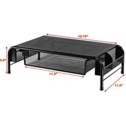 SimpleHouseware Metal Desk Monitor Stand Riser with Organizer Drawer