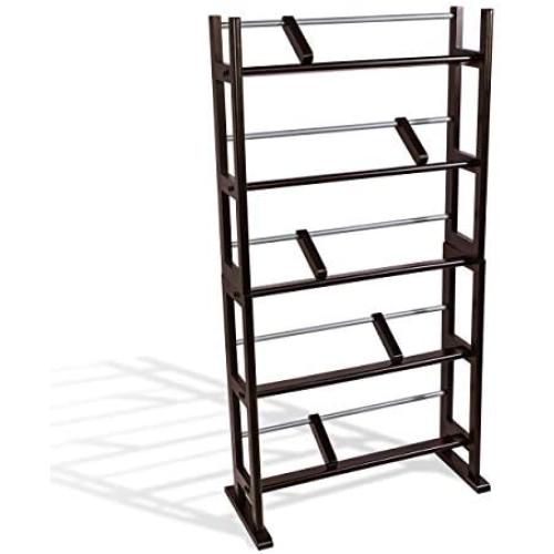 Atlantic Element Media Storage Rack - Holds Up to 230 CDs or 150 DVDs, Contemporary Wood & Metal Design with Wide Feet for Greater Stability, PN35535601 In Espresso