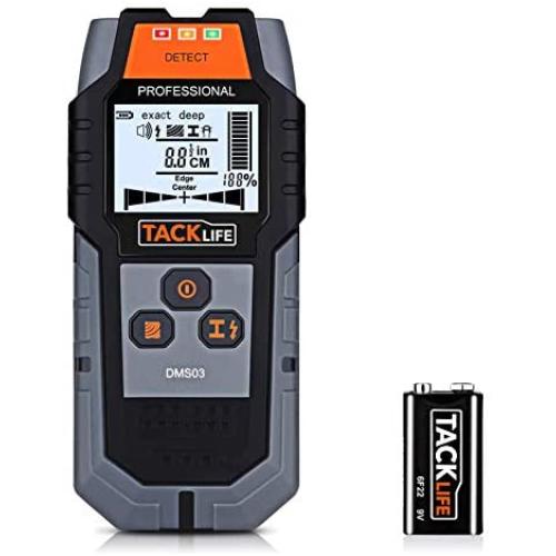 TACKLIFE Stud Finder Upgraded Wall Scanner, 4 in 1 Center Finding Electronic Wall Detector Finders with Warning, Four Scan Modes for Wood Stud/Metal/Live AC Wire/Deep Detecting - New Version DMS03