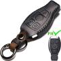 Leather Mercedes-Benz Key Fob Cover, Suit for Keyless Remote Control for Benz A C E S Class Series and GLK CLA GLA GLC GLE CLS SLK AMG Series etc (B-Black)