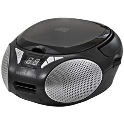 Magnavox MD6924 Portable Top Loading CD Boombox with AM/FM Stereo Radio in Black | CD-R/CD-RW Compatible | LED Display | AUX Port Supported | Programmable CD Player |