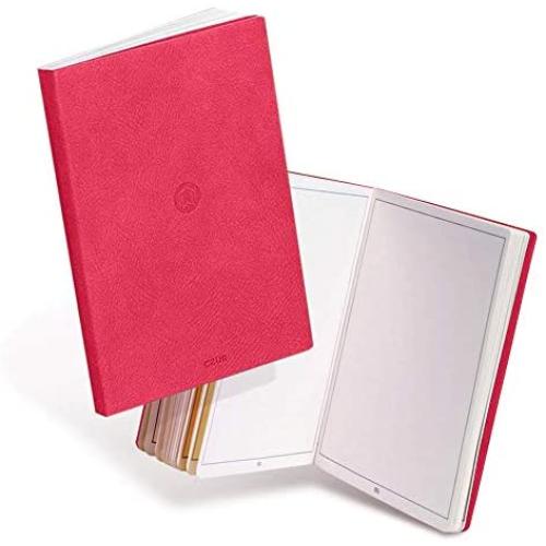 CZUR Drawing or Writing Journal Notebook, PU Leather Peach Velvet Cover,Work with CZUR APP’s OCR (Medium Red)