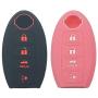 LemSa 2Pcs Keyless Entry Remote Car Smart Key Fob Outer Shell Cover Soft Rubber Protective Case for Nissan Altima Maxima Murano Armada Gt-r Sentra Altima Rogue Pathfinder, 4 Buttons Black+Pink LemSa 2Pcs Keyless Entry Remote Car Smart Key Fob Outer Shell Cover Soft Rubber Protective Case for Nissan Altima Maxima Murano Armada Gt-r Sentra Altima Rogue Pathfinder, 4 Buttons Black+Pink
