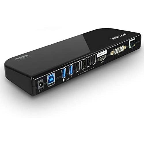 WAVLINK USB 3.0 and USB C Universal Laptop Docking Station Dual Monitor with HDMI & DVI/VGA with Gigabit Ethernet, 6 USB Ports, Audio for Laptop, Ultrabook and PCs, More Efficient Home Office
