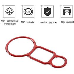Carbon Fiber Headlight Switch Button Cover Trim for 2015-2020 Dodge Challenger, for 2010-2020 Dodge Charger (Red)