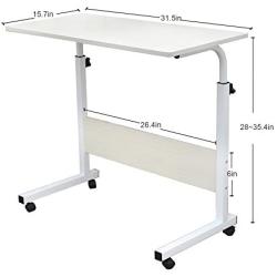 sogesfurniture Mobile Side Table 31.5 InchesTablet Wheels Mobile Laptop Computer Desk Adjustable Movable Laptop Computer Stand for Bed Sofa,Maple BHUS-05-1-80MP