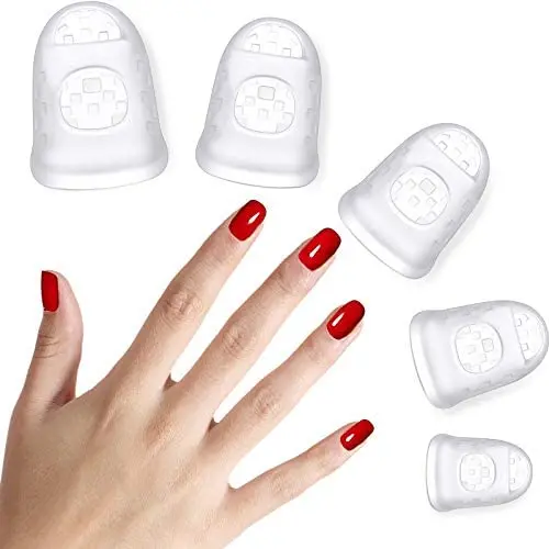 Anti-slip Silicone Fingertip Protectors Guitar Finger Guards 5 Sizes Finger Protection Covers Caps for Stringed Instruments Guitar Mandolin Bass Counting Sewing, 5 Sizes (Transparent)