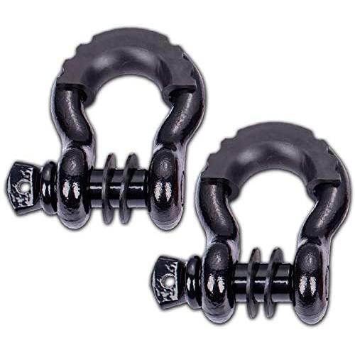 TYT Shackles 3/4'' D Ring Shackle 2 Pack kit, 10500lbs Break Strength Black Snatch Block, with Black 7/8'' Screw Pin and Shackle Isolator & Washers Kit for Tow Strap Winch Off Road Jeep Vehicle Recovery