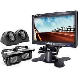 eRapta Backup Camera 2.0 with Monitor for RV Truck Trailer Box Tractor 5th Wheel Split Screen Back Up Reversing Parking Backing Rear and Side Wired Camera 4 Channels ER0202