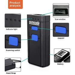 Symcode 1D 2D QR Mini Bluetooth Barcode Scanner, with Bluetooth 4.0 & 2.4G Wireless Connection, Portable Barcode Reader Compatible with Laptops/PC/Android/iPhone iOS/Tablet for QR PDF417 Dat