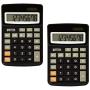 Desktop Calculators, Handheld Angled 8-Digit LCD Display, 2 Pack, by Better Office Products, Standard Function, Black, Dual Power with Included Button Battery, 2 Pack